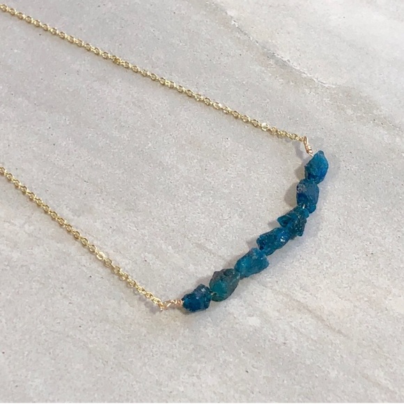 Estrella & Luna Jewelry - Raw Apatite Crystal 14k Gold Necklace